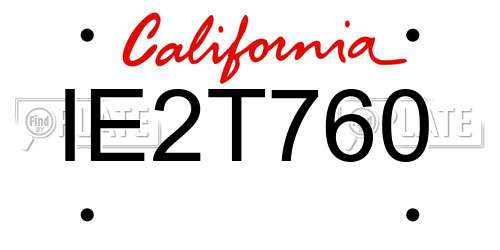 IE2T760 California License Plate