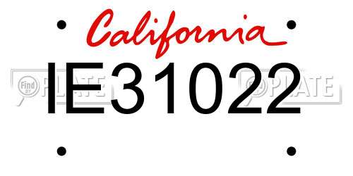 IE31022 California License Plate