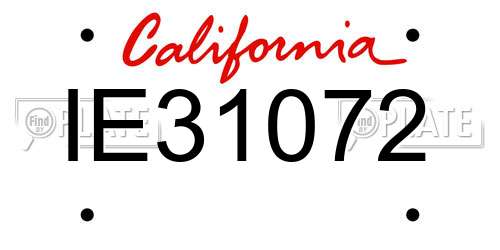 IE31072 California License Plate