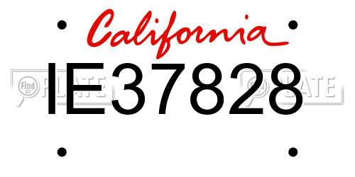 IE37828 California License Plate