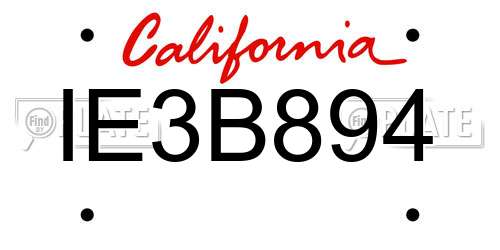 IE3B894 California License Plate