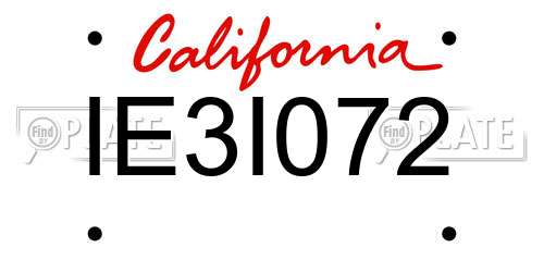 IE3I072 California License Plate