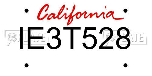 IE3T528 California License Plate