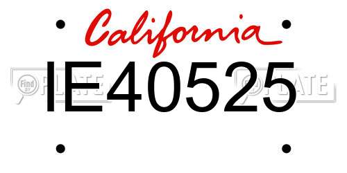 IE40525 California License Plate