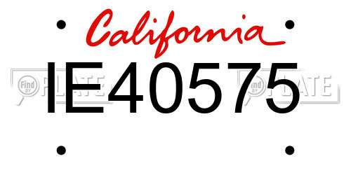 IE40575 California License Plate