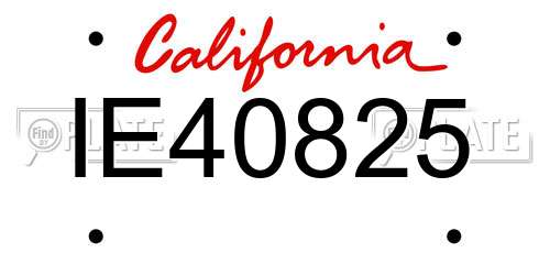 IE40825 California License Plate