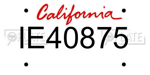IE40875 California License Plate