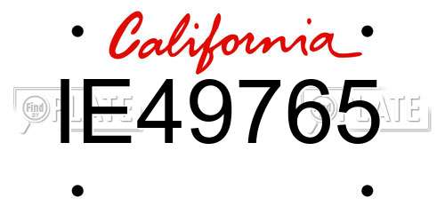 IE49765 California License Plate