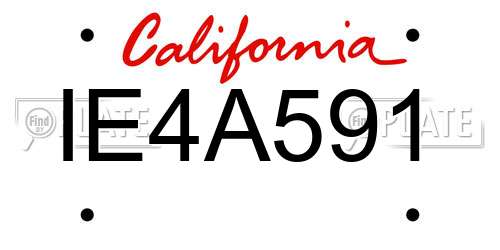 IE4A591 California License Plate