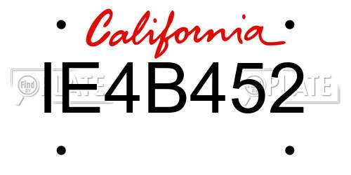 IE4B452 California License Plate