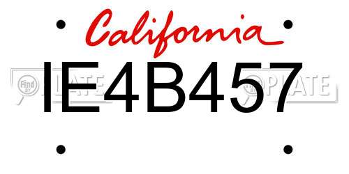 IE4B457 California License Plate