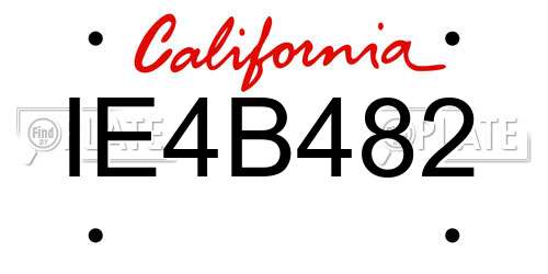 IE4B482 California License Plate