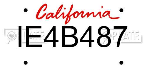 IE4B487 California License Plate