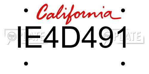 IE4D491 California License Plate