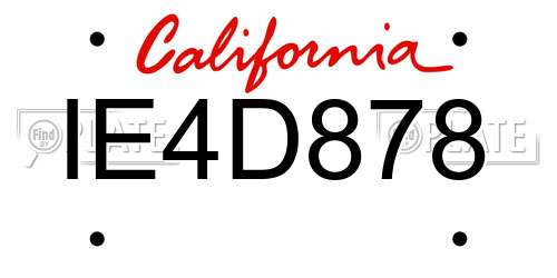 IE4D878 California License Plate