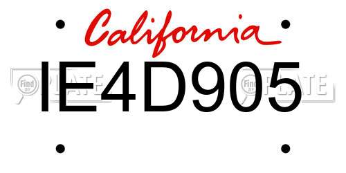 IE4D905 California License Plate