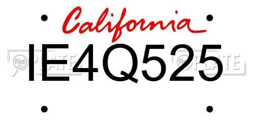 IE4Q525 California License Plate