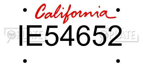 IE54652 California License Plate
