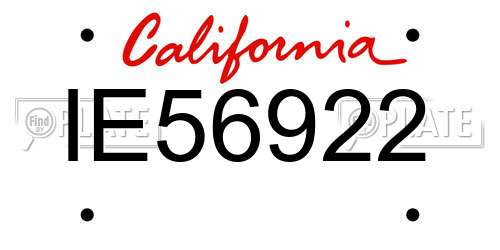 IE56922 California License Plate
