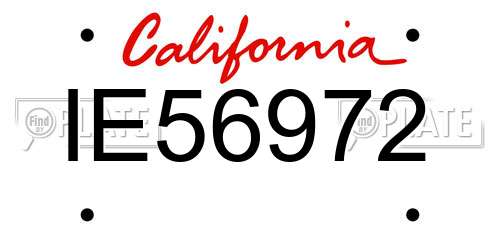 IE56972 California License Plate