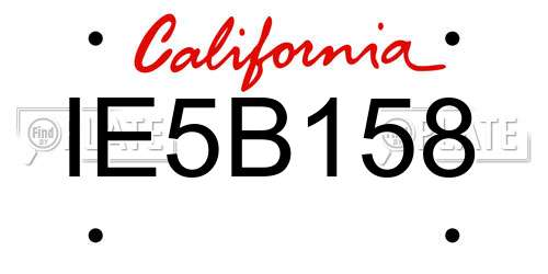 IE5B158 California License Plate