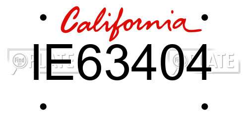 IE63404 California License Plate