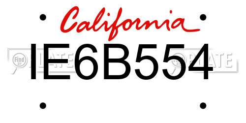IE6B554 California License Plate