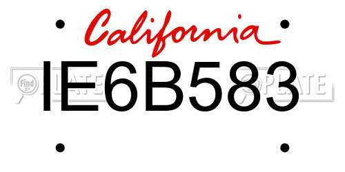 IE6B583 California License Plate