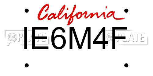 IE6M4F California License Plate