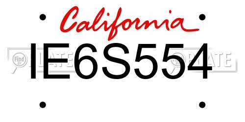 IE6S554 California License Plate