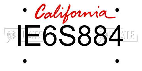 IE6S884 California License Plate