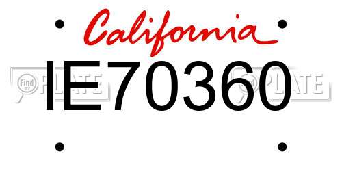 IE70360 California License Plate