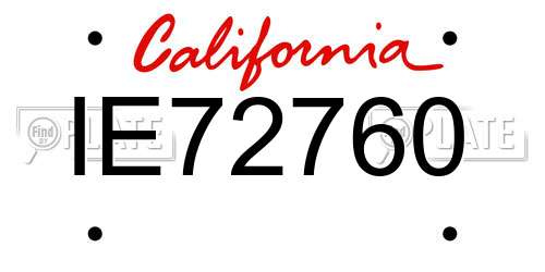 IE72760 California License Plate