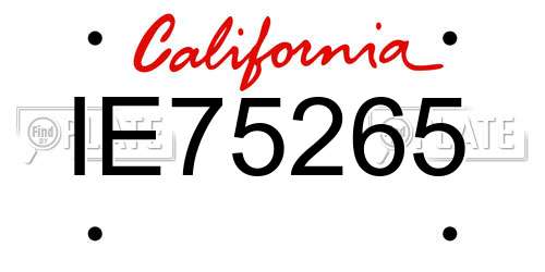 IE75265 California License Plate