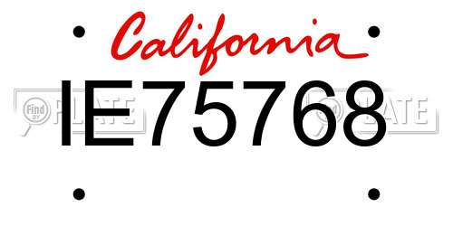 IE75768 California License Plate
