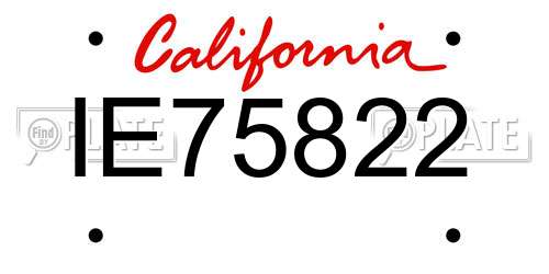 IE75822 California License Plate