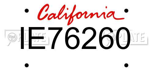 IE76260 California License Plate