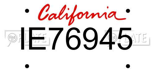 IE76945 California License Plate
