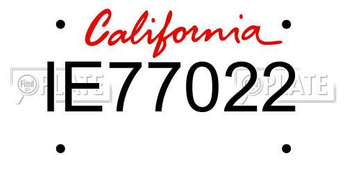 IE77022 California License Plate