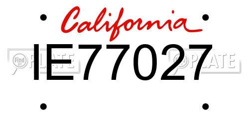 IE77027 California License Plate