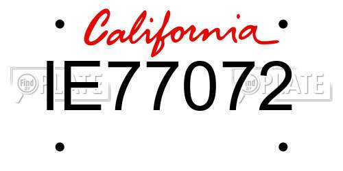 IE77072 California License Plate