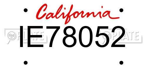 IE78052 California License Plate