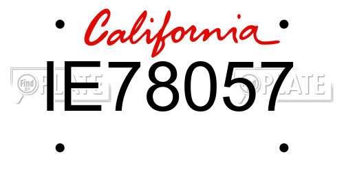 IE78057 California License Plate