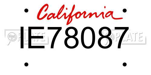 IE78087 California License Plate