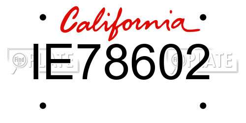 IE78602 California License Plate