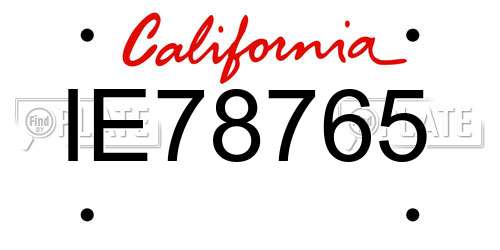 IE78765 California License Plate