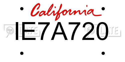 IE7A720 California License Plate