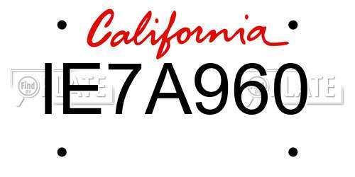 IE7A960 California License Plate