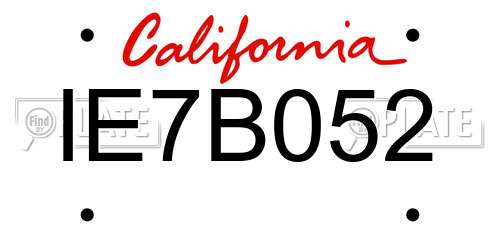 IE7B052 California License Plate