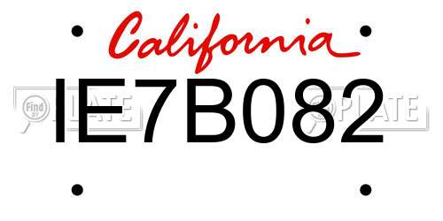 IE7B082 California License Plate